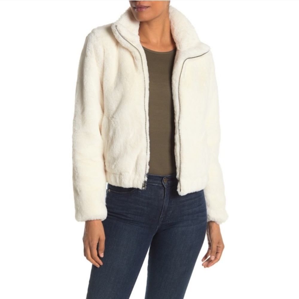 Lucky Brand Missy Two Tone Faux Fur Jacket NEW Cozy